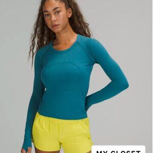 Lululemon Blue Swiftly Long Sleeve Crop Shirt Top Size 6 Small
